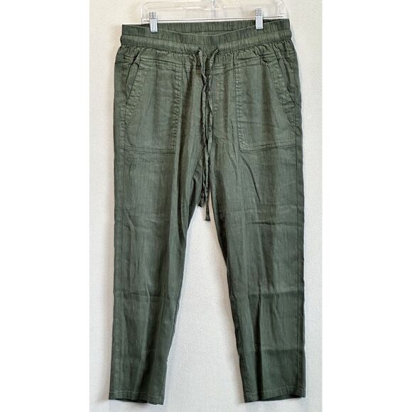 Kut from the Kloth Pants - Kut From The Kloth Women's Sz Medium Sandra Smoke Elastic Waist Crop Linen Pants